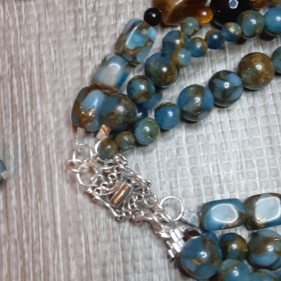 NWT Tigers Eye & Impression Jasper Sterling Silver - Picture 3 of 12